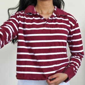 Striped Maroon and White Women's Top